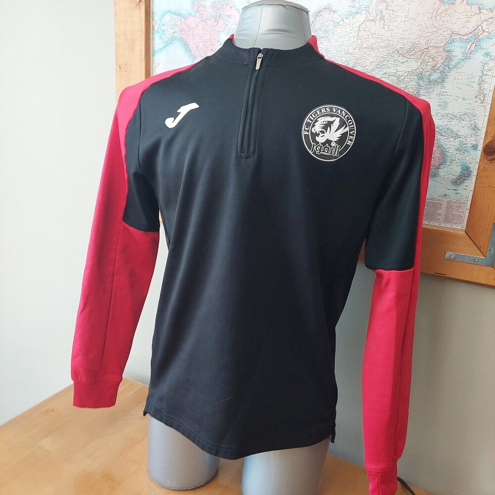 Joma FC Tigers Vancouver Soccer 3/4 Zip Black and Red Pullover Men's Medium